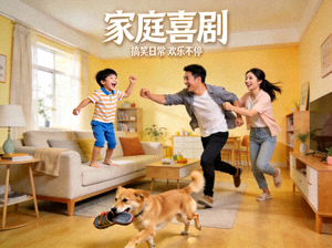 《家庭喜剧》喜剧电视剧海报 - 搞笑家庭日常生活欢乐场景